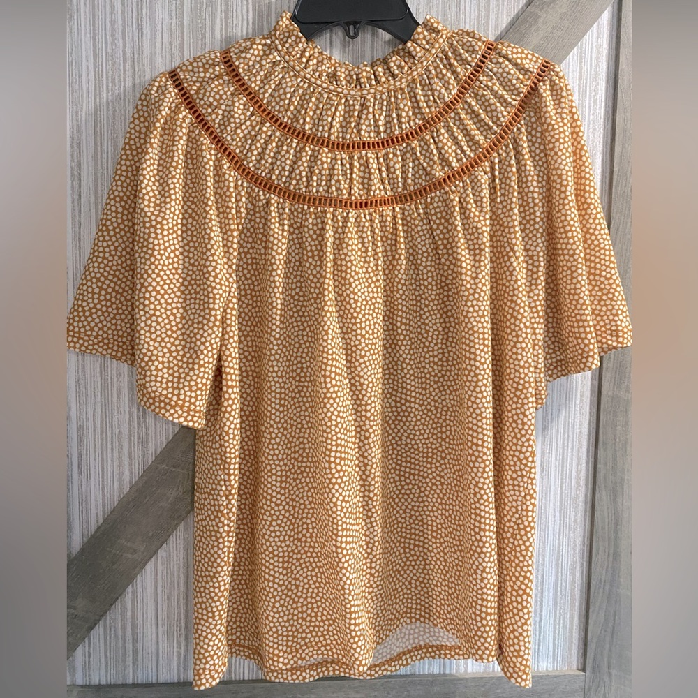 Ann Taylor orange spotted top